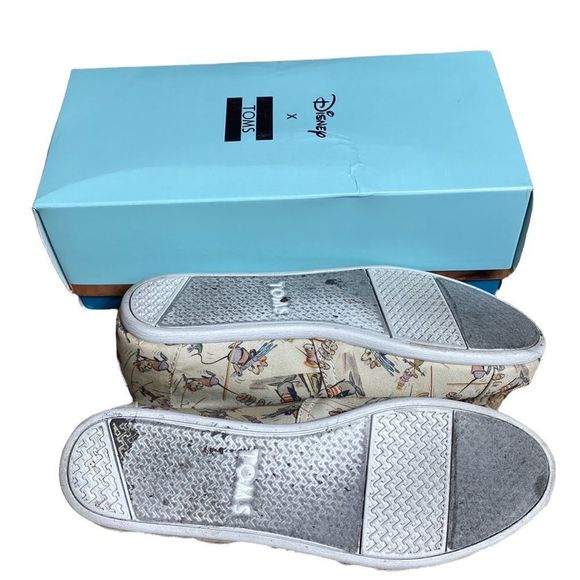 Disney x TOMS Classic Taupe Gus and Jaq Printed Canvas 7.5 Limited Edition RARE - Picture 9 of 9